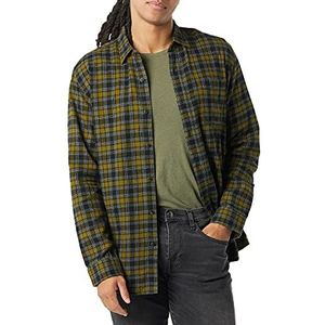 Amazon Essentials Men's Flanellen overhemd met lange mouwen (verkrijgbaar in grote en lange maten), Olijfgroen, L