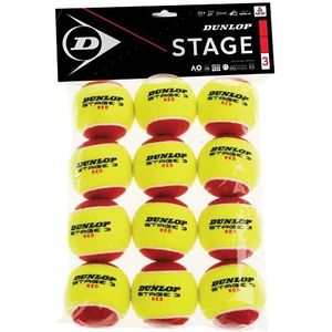 Dunlop Tennis Ball Stage 3 Red - for Kids & Beginners on small court (1x12 Polybag)