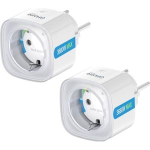 GHome Smart Stopcontact 16 A, WLAN stopcontact, set van 2 Smart Home stopcontact met app-afstandsbediening, spraakbediening, timerfunctie, wifi-stopcontact, compatibel met Alexa/Google Assistant,