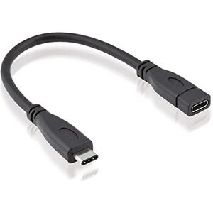 ROLINE USB C kabel verlenging I USB 3.1 Type C verlengkabel met stekker en bus I zwart, 15 cm