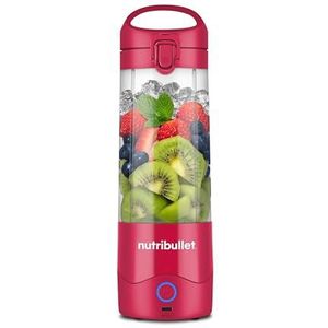 Nutribullet Lichte draagbare mixer, 475 ml, BPA-vrij Tritan, mini-mixer, 4-punts roestvrijstalen lemmet, multifunctionele mixer, USB-C-oplader, meer dan 15 cycli, NBP003MA, magenta