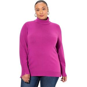 Ulla Popken Grote maten grote maten plus size coltrui met brede geribbelde manchetten, lange mouwen, bes, 42-44