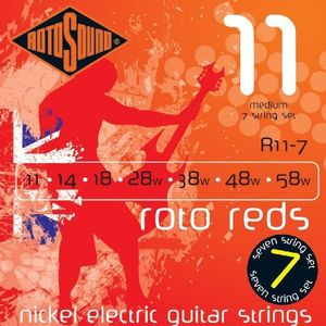 Rotosound snaren voor elektrische gitaar Roto vernikkeld 7-snaren REDS MED R11-7 Medium 11-58