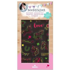 moses. Paardenstickers, 27 paardenstickers in neonkleuren, raamstickers met paarden, ponys, symbolen en spreuken voor paardenfans, herbruikbare stickers voor ruiten, glazen deuren of spiegels