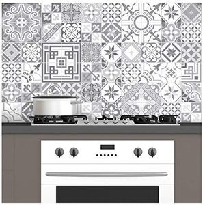60 tegelstickers | zelfklevende tegels – mozaïektegels wandtattoo badkamer en keuken | tegellijm – design vintage grijstinten – 10 x 10 cm – 60-delig