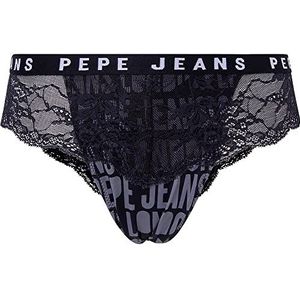Pepe Jeans Dames Allover Logo Brazilia Bikini Stijl Ondergoed, Zwart, XL