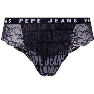 Pepe Jeans Dames Allover Logo Brazilia Bikini Stijl Ondergoed, Zwart, M