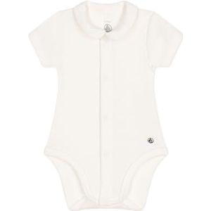Petit Bateau Uniseks baby korte mouwen body met kraag, wit, 0 Maanden