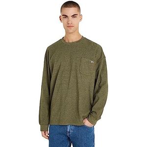 Tommy Jeans Heren TJM RLX Wffle Snit Tee L/S gebreide tops, Drab Olijfgroen, M