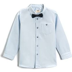 Koton Bow Tie katoenen shirt met lange mouwen voor jongens, Light Indigo (600), 3-4 Jaar