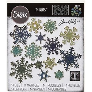 Sizzix 661599 Mini papier sneeuwvlokken van Tim Holtz Thinlits stansen set, 14 in verpakking, staal, meerkleurig 19,1 x 14,4 x 0,4 cm