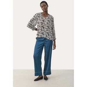 Part Two ElsiaPW damesblouse Relaxed fit 3/4 mouwen blouse, Dark Navy Contrast Flower, 40