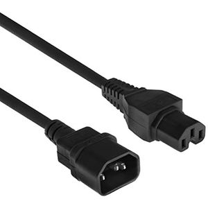 ACT Kabel voor warmtoestellen 5 m, C14 stekker naar C15-bus, stroomkabel verlenging, stekker voor warme apparaten, zwart - AK5341