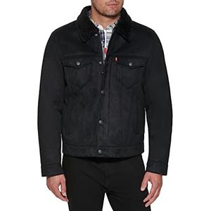 Levi's Heren Faux Leather Sherpa gevoerd Trucker Jacket (normale en grote en lange maten), Zwart Faux Shearling, XL