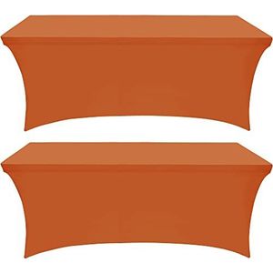 Utopia Kitchen Spandex Tafelkleed 2 Pack [6FT, Oranje] Strak, Gemonteerd, Wasbaar en Rimpelbestendig Stretch Rechthoekige Patio Tafelhoes voor Evenement, Bruiloft, Banket & Feesten [72Lx30Wx30H Inch]