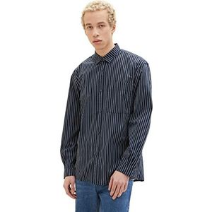 TOM TAILOR Denim Uomini Overhem 1034909, 31144 - Navy Off White Stripe, M
