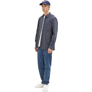 TOM TAILOR Denim Uomini Overhem 1034909, 31144 - Navy Off White Stripe, M
