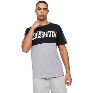 Crosshatch Heren COMPOUNDS T-shirt, zwart/grijs mergel, klein, Zwart/Grijs Marl, S
