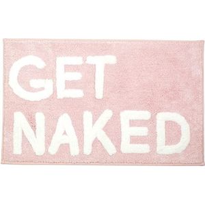 LABEND HOME Pink Get Naked Tapijt - Douchegordijnset - Grappige Perzik Badkamer Decor Borden Tapijten - Leuke Leuke Badmat - Blush Roze Badkamer Accessoires - Wasbaar