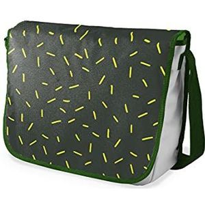 Bonamaison Digitaal bedrukte Messenger schooltas met kaki riem voor studenten, crossbody tas, koerierstas, schoudertas voor kinderen, meisjes, jongens, maat: 29x36 cm