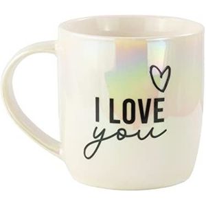 p:os 34479 - Mok Rainbow Mug met ""I love you"" opschrift, drinkbeker van keramiek met ca. 350 ml inhoud, magnetron- en vaatwasserbestendig, ideaal voor warme en koude dranken