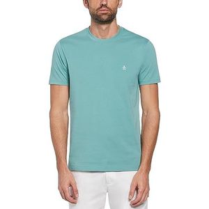 ORIGINAL PENGUIN - Heren T-shirt, Pin Point Embroidred Logo T-shirt, 100% katoen, korte mouw, olieblauw, L, blauw, L