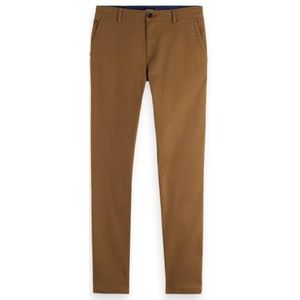 Scotch & Soda Seasonal Core - Mott Washed Cotton Blend Chino, Golden Brown 210, 32W x 32L