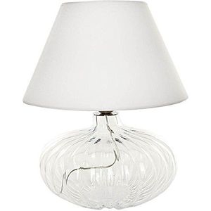 SIGNATURE HOME COLLECTION Glazen lamp met stoffen kap, tafellamp, 40 x 40 x 41 cm, doorzichtig glas, wit CO-106-BR+CO-SI-A215