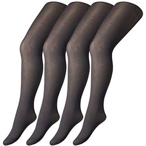 Camano Unisex Kinderen Online Children Fine Tights 40 DEN 4-pack sokken, Black, 122/140, zwart