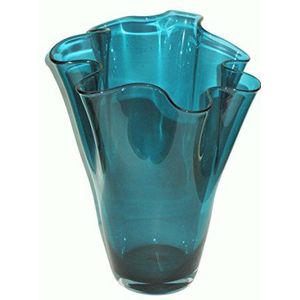 SIGNATURE HOME COLLECTION glazen vaas mondgeblazen decoratieve ovaas bloemenvaas turquoise, glas, 21 x 21 x 30 cm