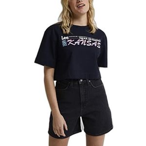 Lee Dames Loose Cropped Tee T-Shirt, Rivet Navy, XL, Rivet Navy, XL