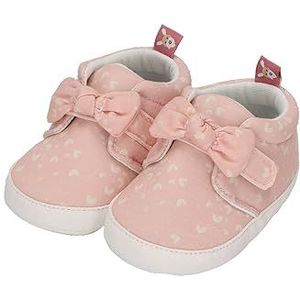 Sterntaler Babyschoen hart voor meisjes van kunstleer en glansweefsel - materiaalmix met harten - babyschoenen met elastische glitterveters, zacht roze, 18 EU