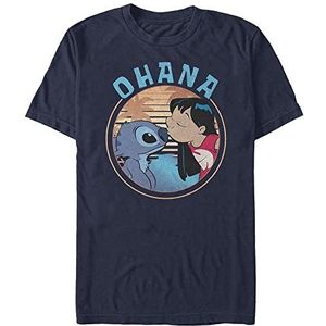 Disney Unisex Lilo & Stitch Lilo And Stitch Ohana Organic T-shirt met korte mouwen, donkerblauw, XXL