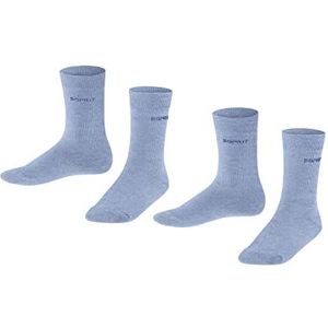 ESPRIT Uniseks-kind Sokken Foot Logo 2-Pack K SO Katoen Eenkleurig Multipack 2 Paar, Blauw (Jeans Melange 6458), 27-30