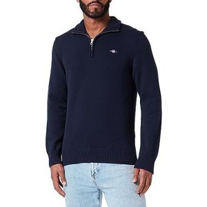 GANT Heren casual katoenen halve rits trui, evening blue, standaard, evening blue, S