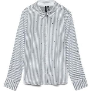 Vmnora Ls Oversize AOP Shirt WVN Ga Noos, wit (bright white), XL