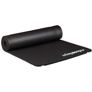 Relaxdays yogamat, 1 cm dik, voor pilates, fitness, gewrichtsvriendelijk, draagband, sportmat 60 x 180 cm, zwart