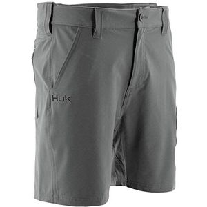 HUK Heren Next Level 7"" Kort | Sneldrogende Performance Visshort met UPF 30+ Zonbescherming Korte, Houtskool - 7 inch, L