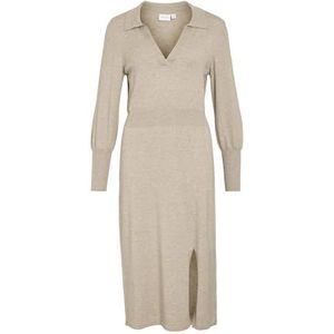 Vila VICOMFY L/S Collar Rib Knit Dress - NOOS, Natural Melange, L