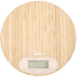 Jata Hogar HBAL1110 Digitale keukenweegschaal van bamboe, capaciteit 5 kg, lcd-display, keukenweegschaal met tarra-functie, 1 batterij inbegrepen, multifunctioneel, hoge precisie