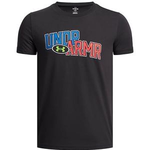 Under Armour Ua Overlay Wm Ss T-shirt voor jongens, Zwart/Wit, 150-160