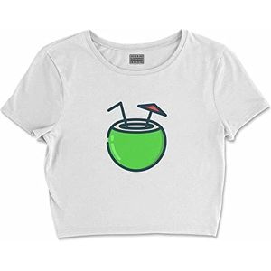 Bona Basics, Digitale print, basic T-shirt voor dames, 100% katoen, wit, casual, bovenstuk voor dames, maat: S, Wit, S courte