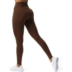 Aoxjox Zachte yogabroek voor dames, Donkerbruine luipaardprint, S