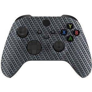 eXtremeRate Hoes Cover Shell Vervanging voor Xbox Series X Controller, Custom Voorste Schaal Voorplaat Case voor Xbox Series S Controller - Zwart Zilver Carbon Fiber