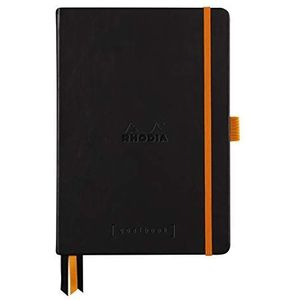 Rhodia 118571C Goalbook Notitieboek, DIN A5, 14,8 x 21 cm, dot, praktisch en trendy, met vast deksel, 90 g wit papier, 120 vellen, 1 stuk, zwart