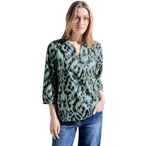 Cecil Dames TOS Printed Light Cotton Blous, Sterk kaki, XS