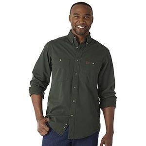 Wrangler Heren Riggs Workwear Logger Twill Werkshirt met Lange Mouwen, Bos Groen, 3XL grote maten tall