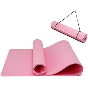 Yogamat, antislip en milieuvriendelijke TPE-sportmat met draagriem, gymnastiekmat voor pilates, workout fitnessmat 183 x 61 x 0,6 cm (roze)