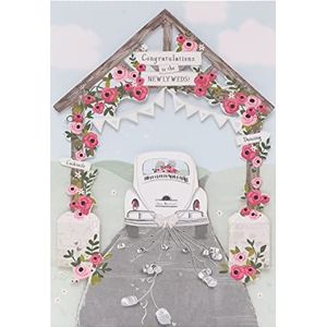 UK Greetings Trouwkaart - Trouwdag kaart - Bruiloft Dag Card voor Paar - Bruiloft Dag Kaart voor Vrienden - Felicitaties aan De Pasgetrouwden, Multi
