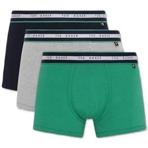 Ted Baker Heren Trunks, katoen, 3-Pack, (TBB02), Marineblauw/Wit/Groen, S
